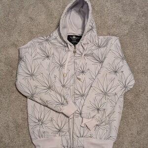 Urban Couture Victorious Zip Up Hoodie Mens Large Embroidered Marijuana Leaf